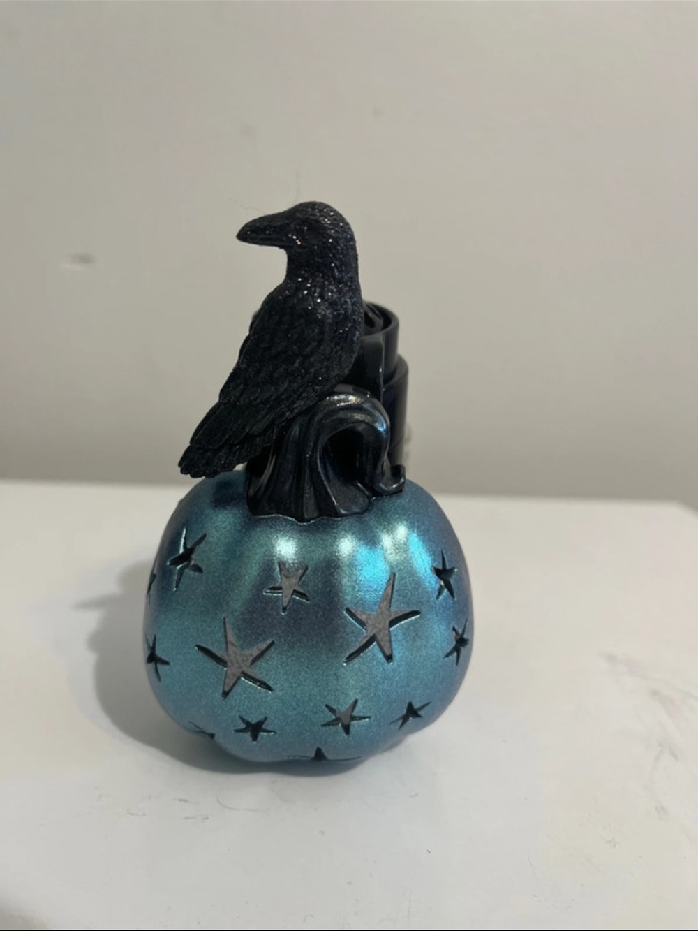 Halloween crow on the blue pumpkin wallflowers